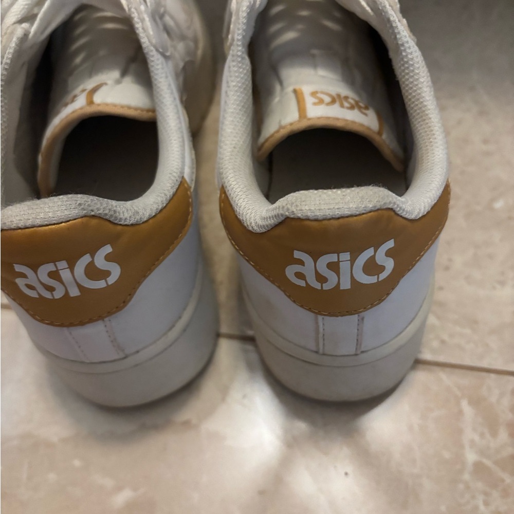Asics White and Gold Sneakers